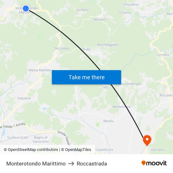 Monterotondo Marittimo to Roccastrada map