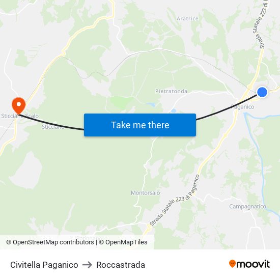Civitella Paganico to Roccastrada map