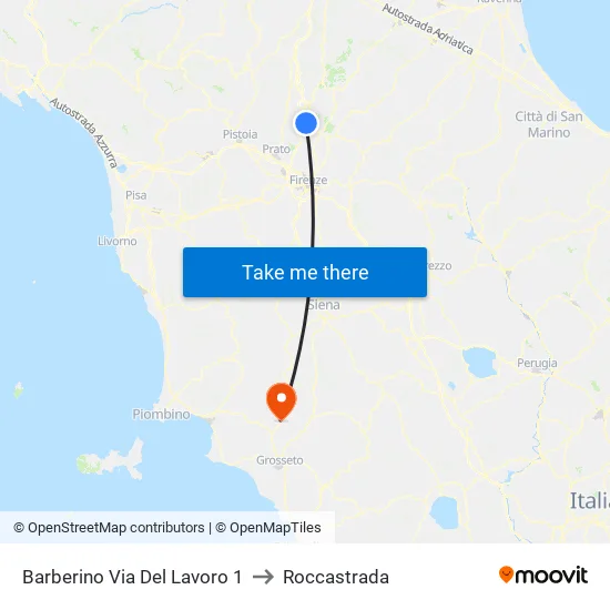 Via Del Lavoro 1 - Barberino to Roccastrada map