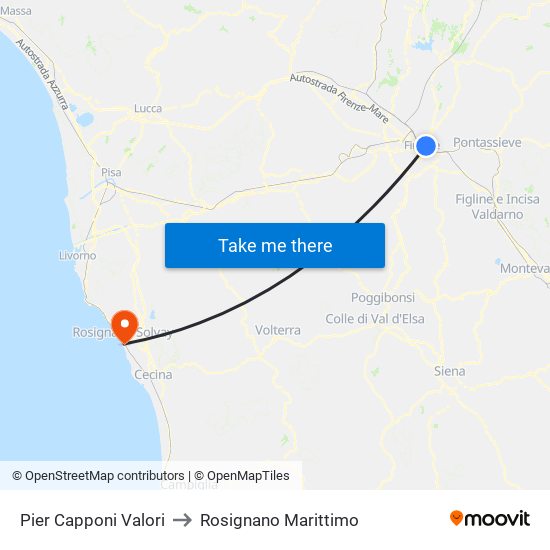 Pier Capponi Valori to Rosignano Marittimo map
