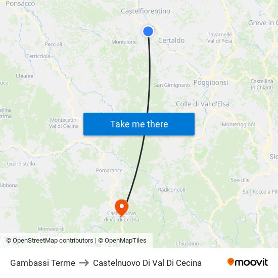 Gambassi Terme to Castelnuovo Di Val Di Cecina map