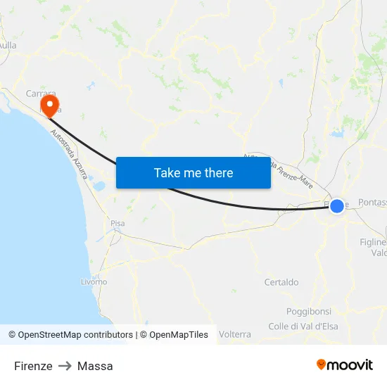 Florence to Massa map