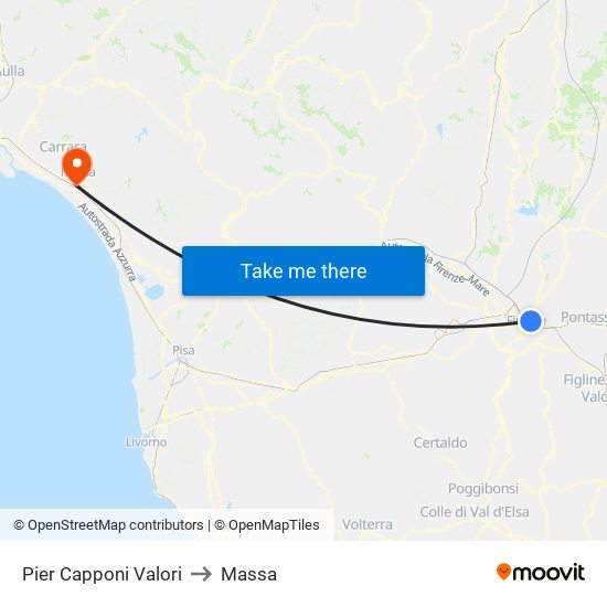 Pier Capponi Valori to Massa map