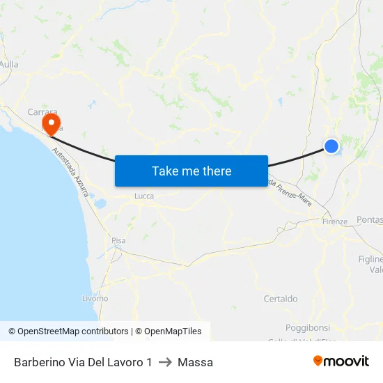 Barberino Via Del Lavoro 1 to Massa map