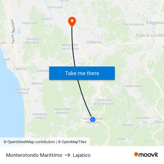 Monterotondo Marittimo to Lajatico map