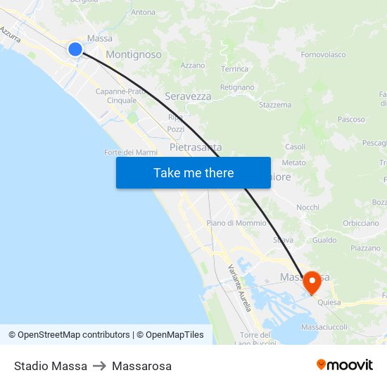 Stadio Massa to Massarosa map