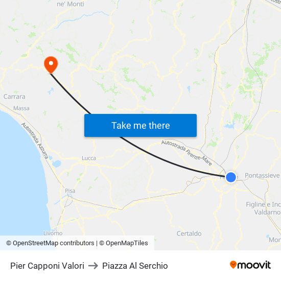 Pier Capponi Valori to Piazza Al Serchio map