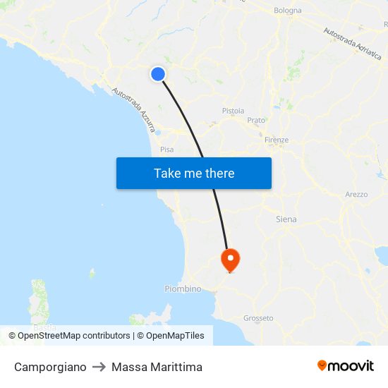 Camporgiano to Massa Marittima map