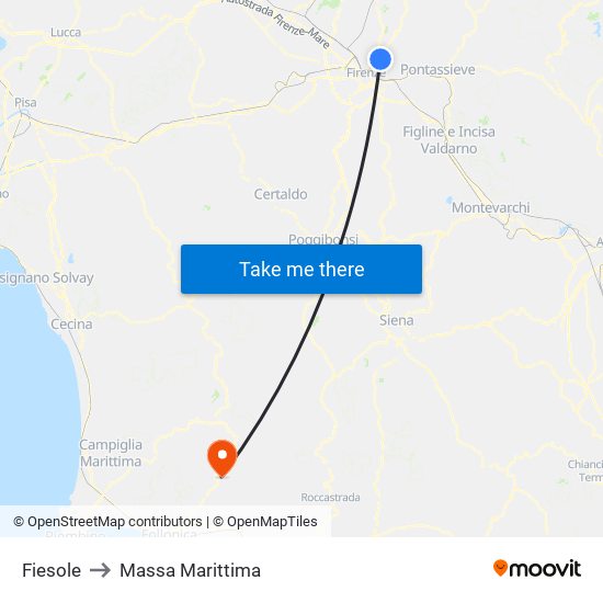 Fiesole to Massa Marittima map