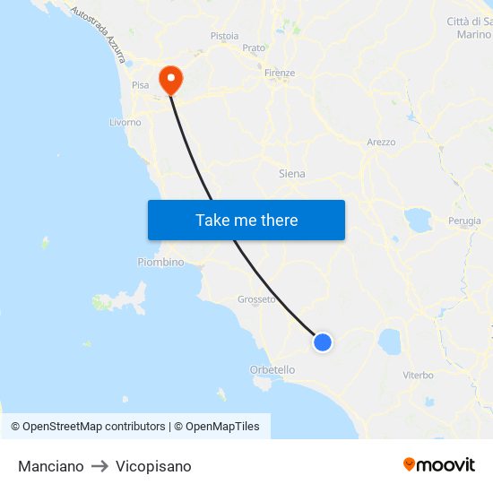 Manciano to Vicopisano map