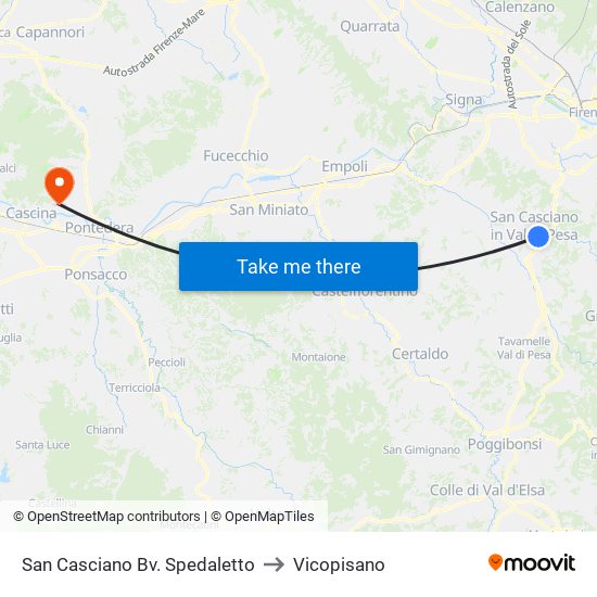 San Casciano Bv. Spedaletto to Vicopisano map