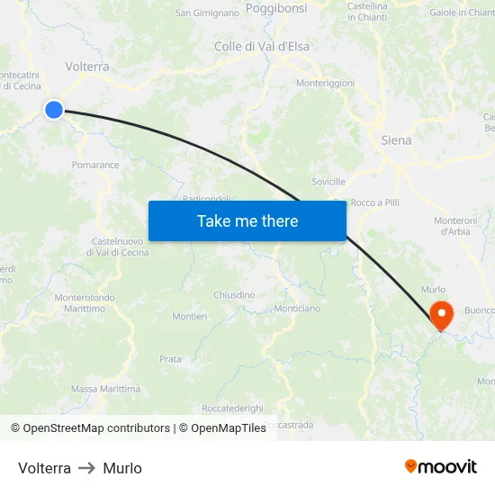 Volterra to Murlo map