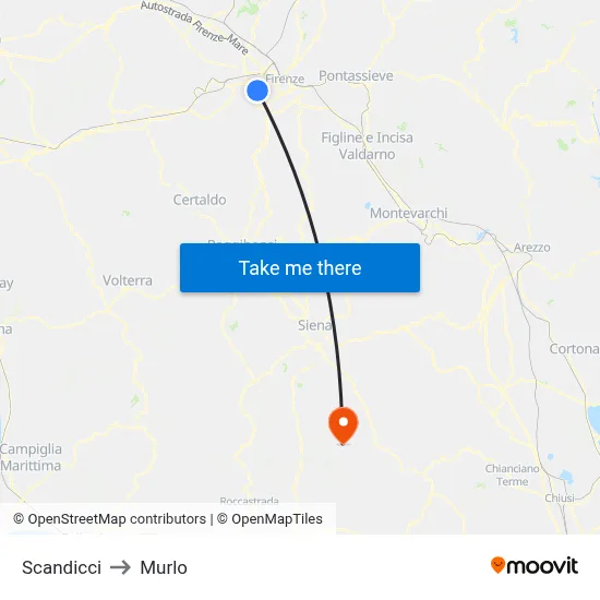 Scandicci to Murlo map