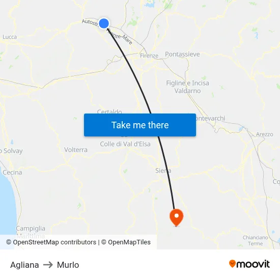 Agliana to Murlo map
