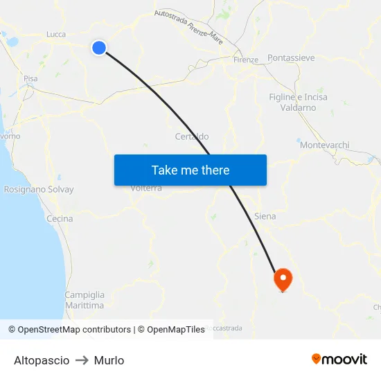 Altopascio to Murlo map