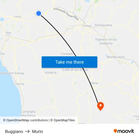 Buggiano to Murlo map