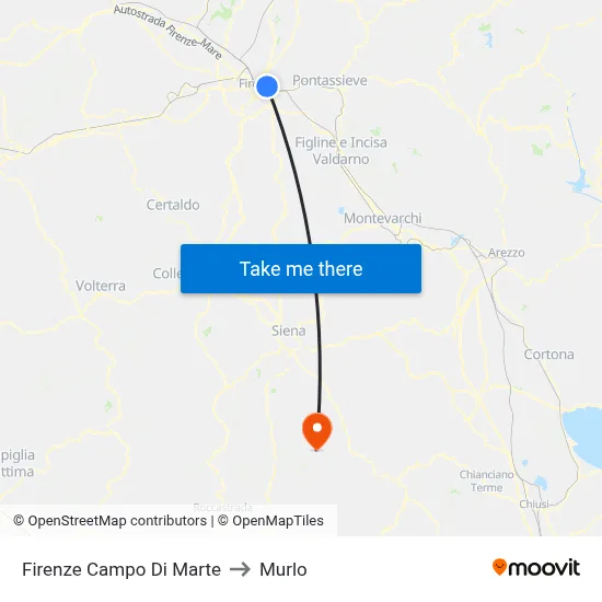 Florence Campo di Marte to Murlo map