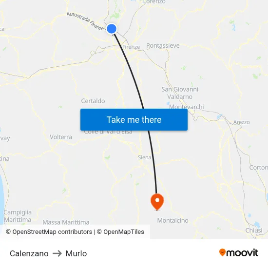 Calenzano to Murlo map