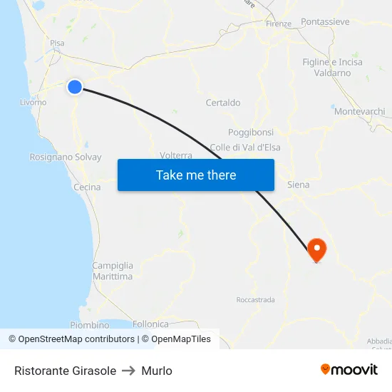 Ristorante Girasole to Murlo map