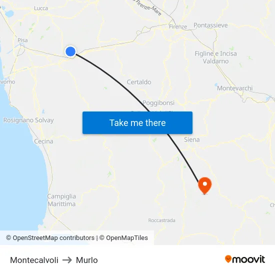 Montecalvoli to Murlo map