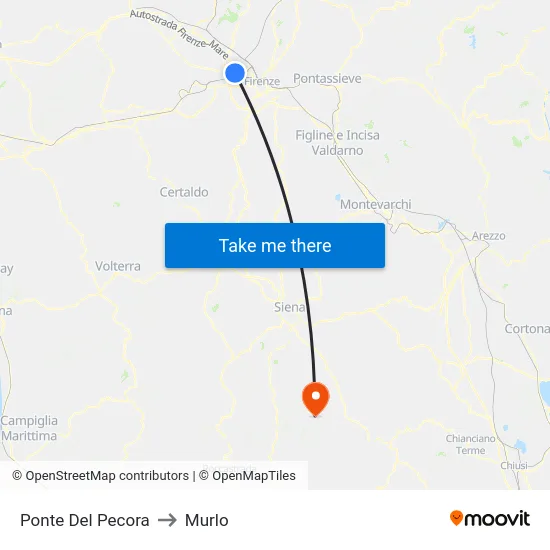 Ponte Del Pecora to Murlo map