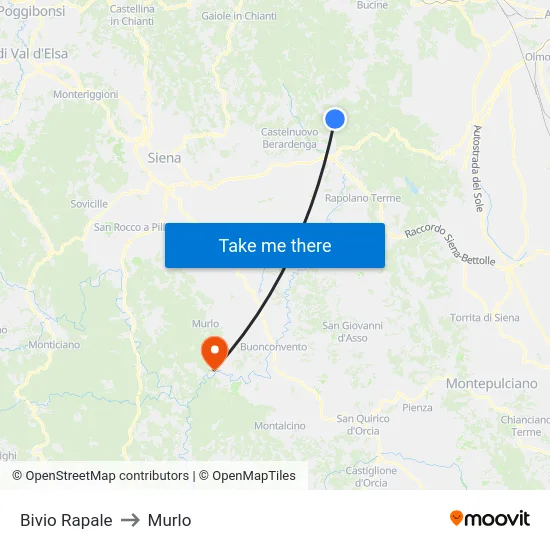 Bivio Rapale to Murlo map