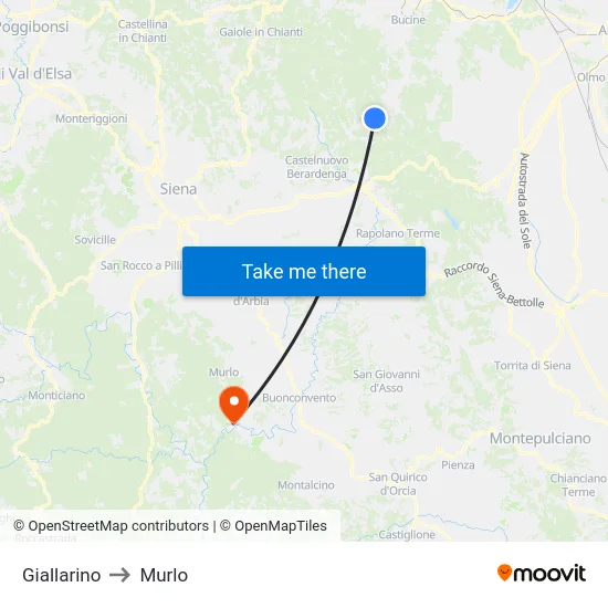 Giallarino to Murlo map