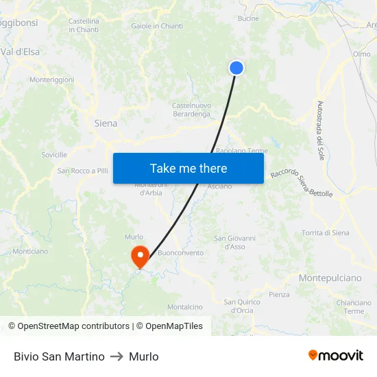 Bivio San Martino to Murlo map