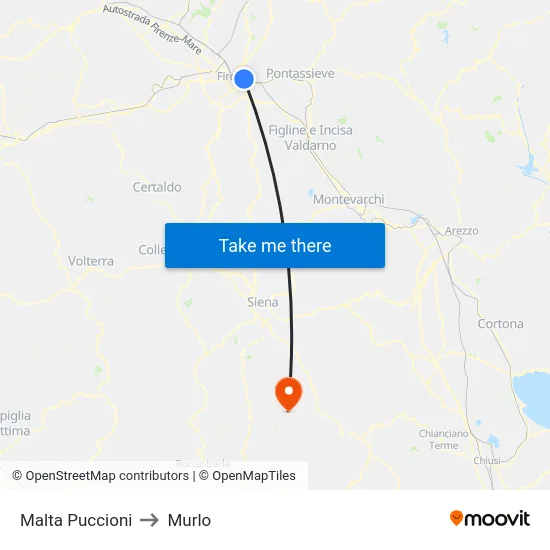 Malta Puccioni to Murlo map