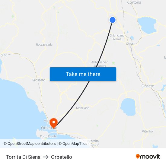 Torrita Di Siena to Orbetello map