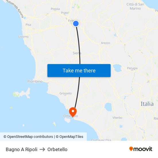 Bagno A Ripoli to Orbetello map
