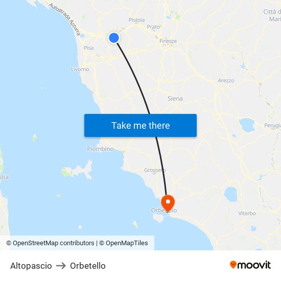 Altopascio to Orbetello map