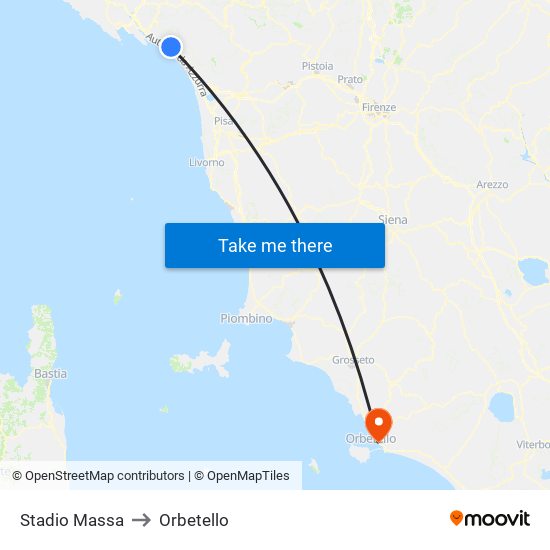 Stadio Massa to Orbetello map