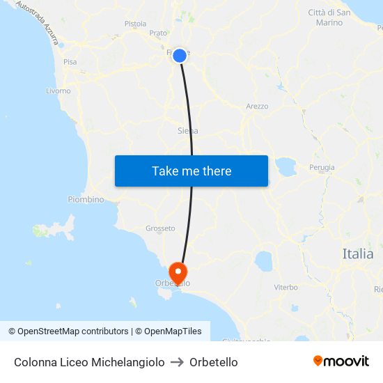 Colonna Liceo Michelangiolo to Orbetello map