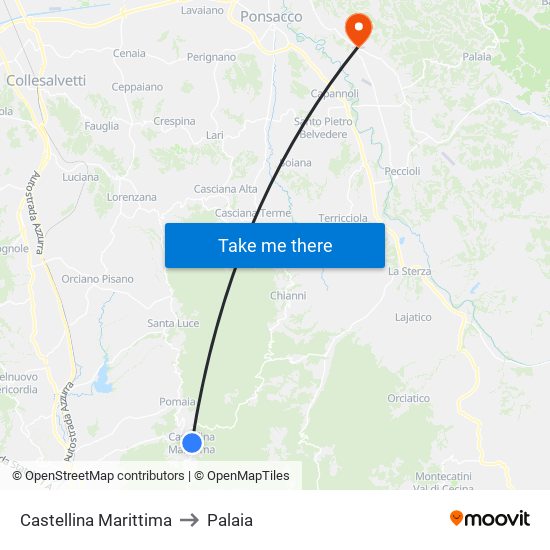 Castellina Marittima to Palaia map