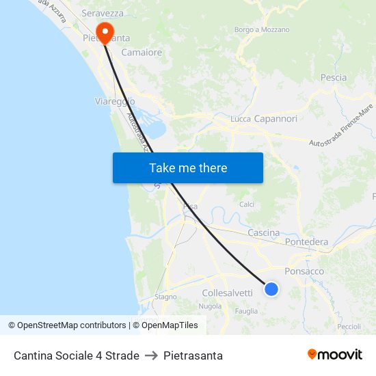 Cantina Sociale 4 Strade to Pietrasanta map