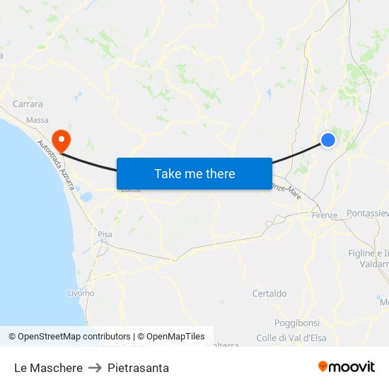 Le Maschere to Pietrasanta map