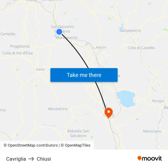 Cavriglia to Closed map