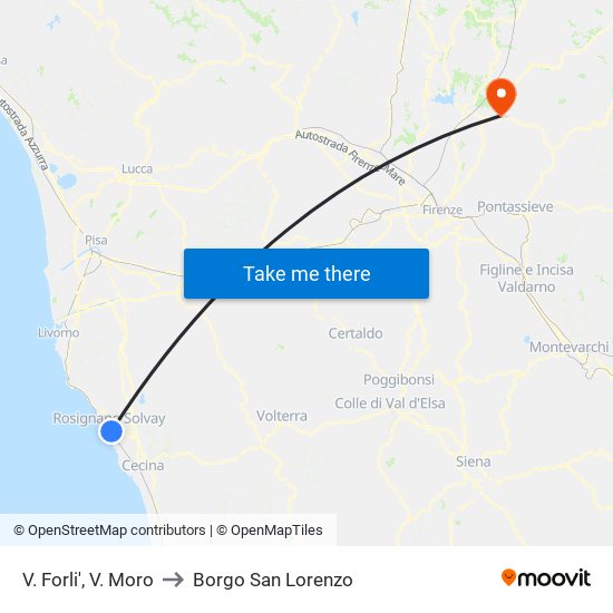 V. Forli',  V. Moro to Borgo San Lorenzo map