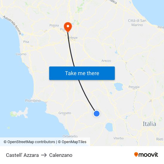 Castell' Azzara to Calenzano map
