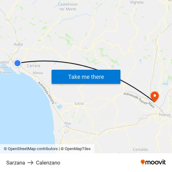 Sarzana to Calenzano map