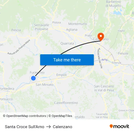 Santa Croce Sull'Arno to Calenzano map