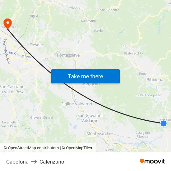 Capolona to Calenzano map