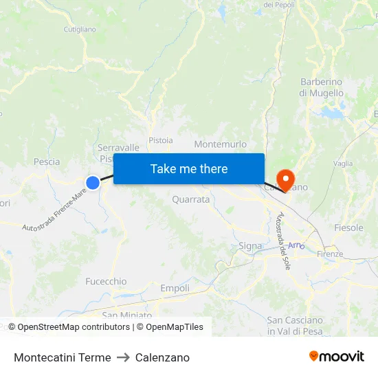 Montecatini Terme to Calenzano map