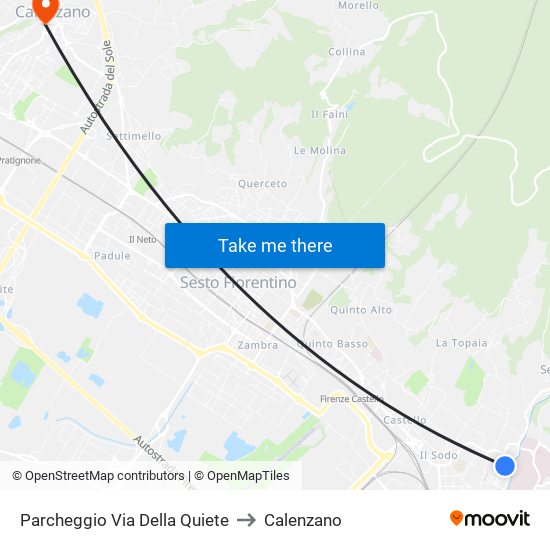 Parcheggio Via Della Quiete to Calenzano map