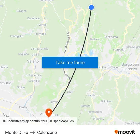 Monte Di Fo to Calenzano map