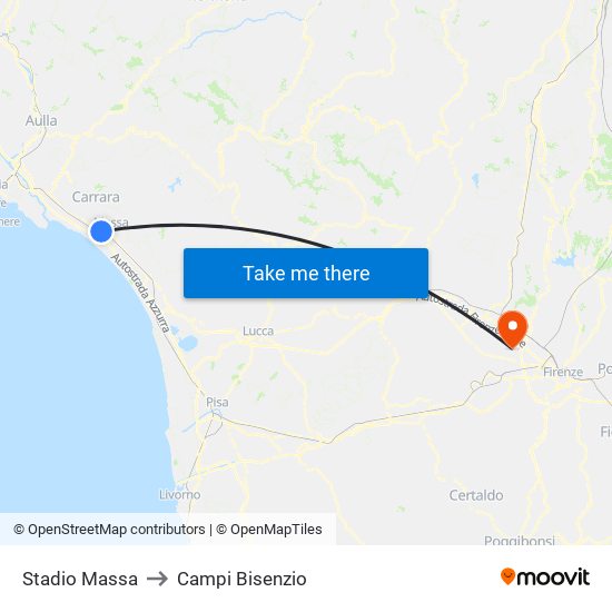 Stadio Massa to Campi Bisenzio map