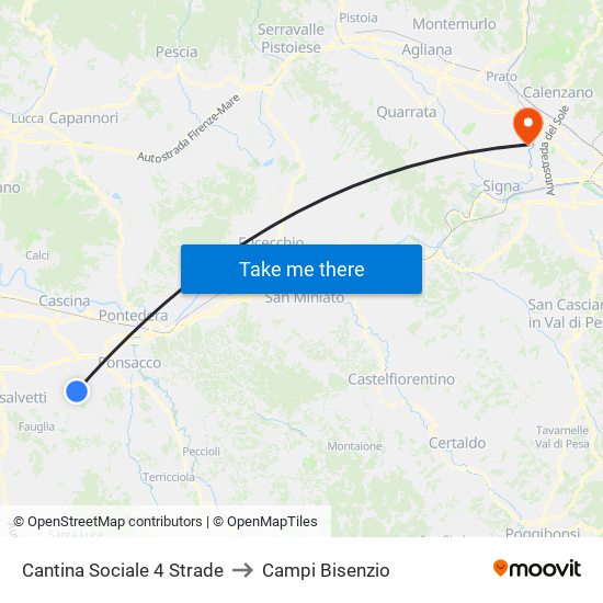 Cantina Sociale 4 Strade to Campi Bisenzio map