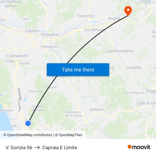 V. Gorizia 56 to Capraia E Limite map