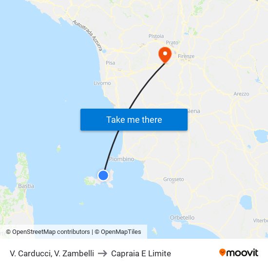 V. Carducci, V.  Zambelli to Capraia E Limite map
